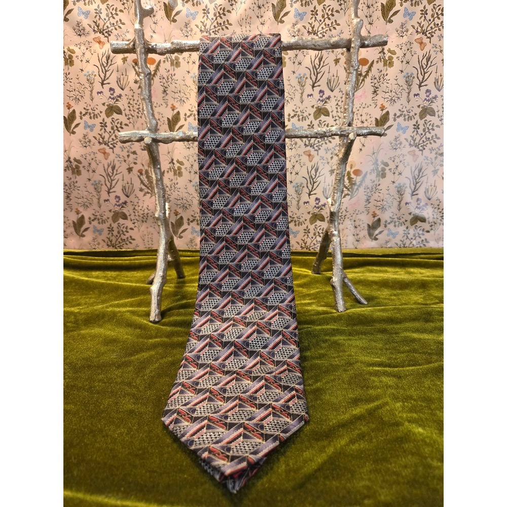 Vintage Zianetti Italian Silk‎ Collection Geometric Pattern Luxury Neck Tie